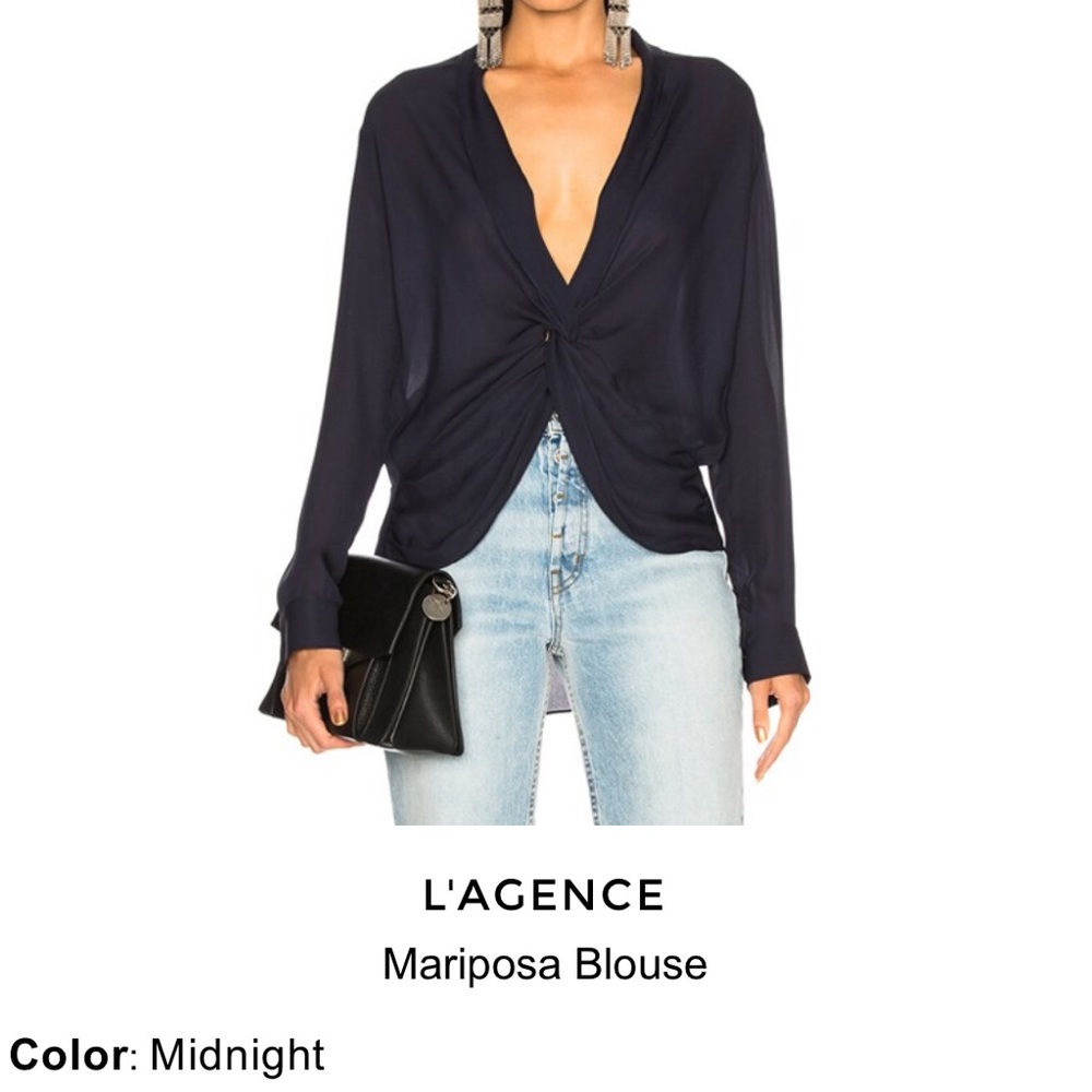 L'AGENCE Mariposa Blouse Midnight Navy XS